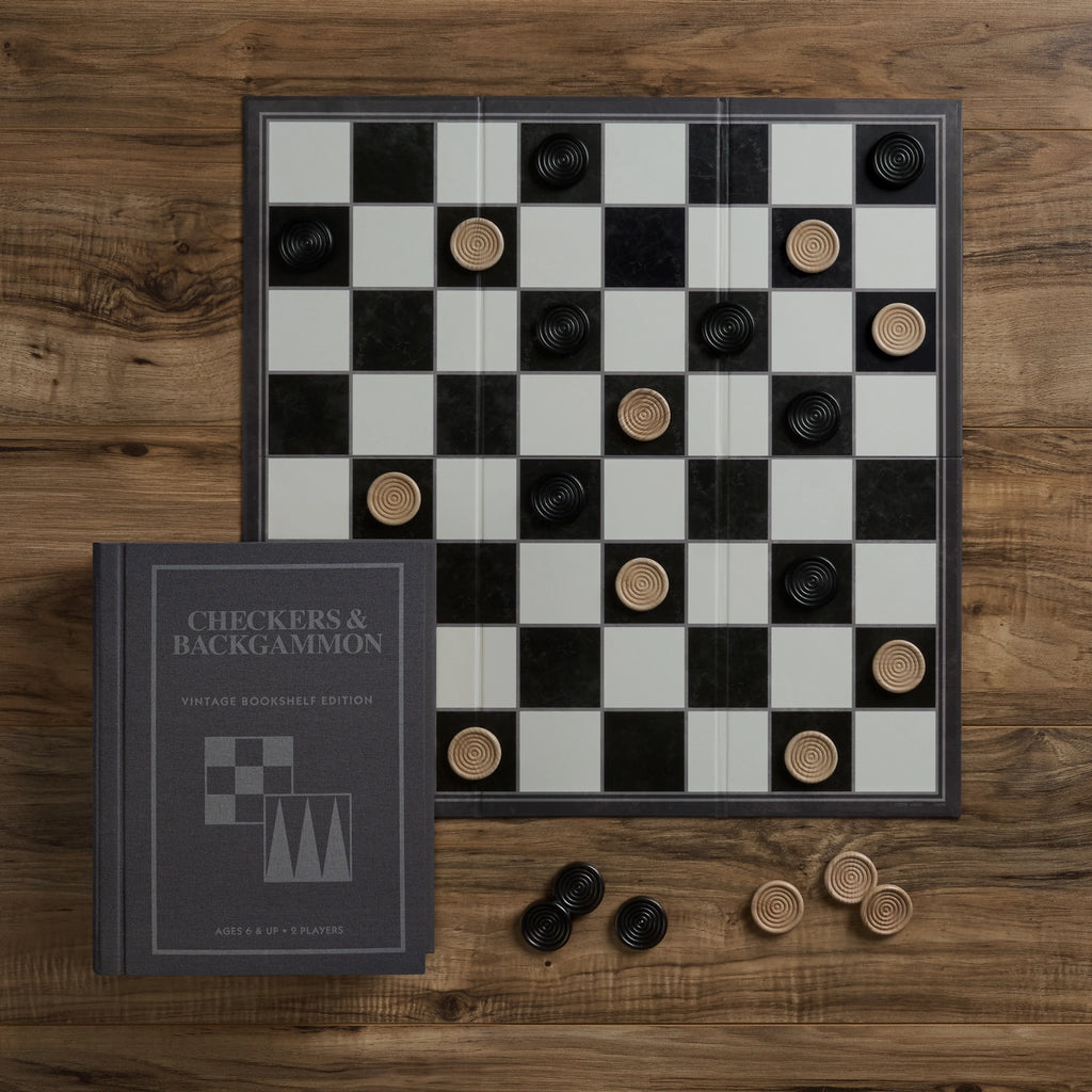 Checkers & Backgammon | Vintage Bookshelf Edition
