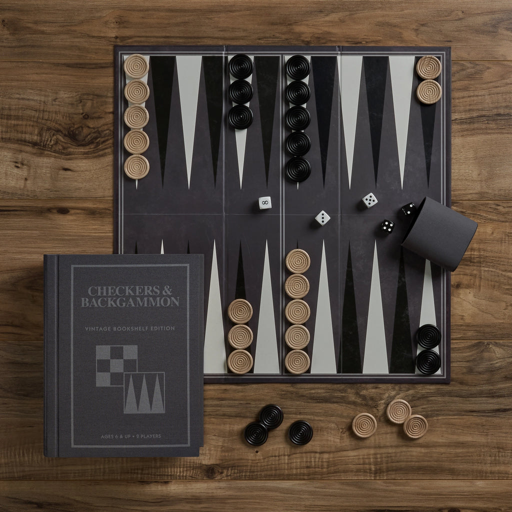 Checkers & Backgammon | Vintage Bookshelf Edition