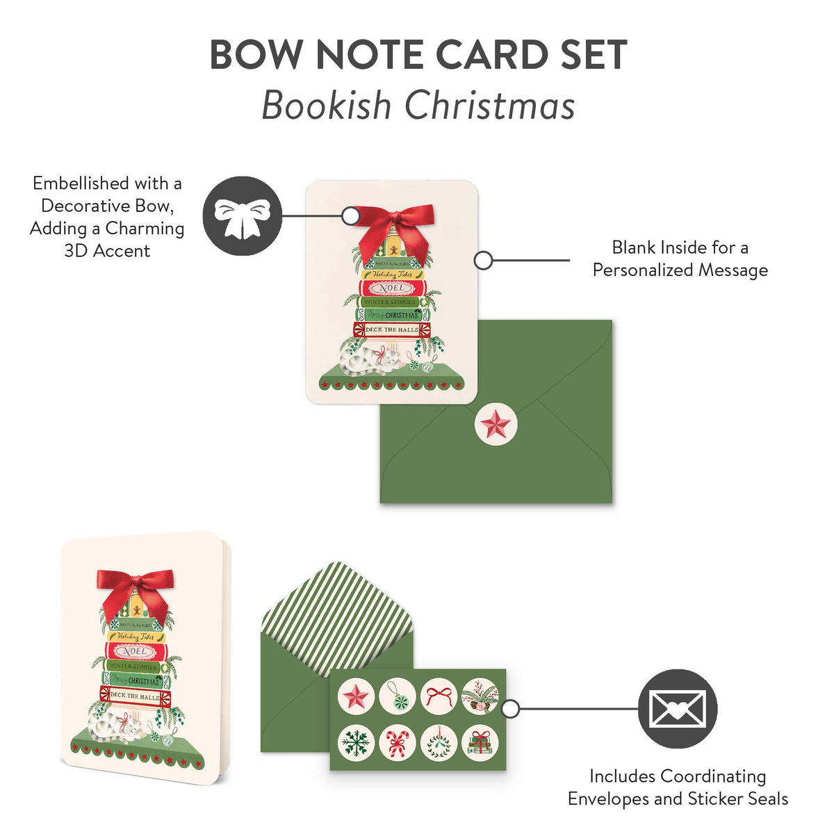 Bookish Christmas | Bow Note Card Set