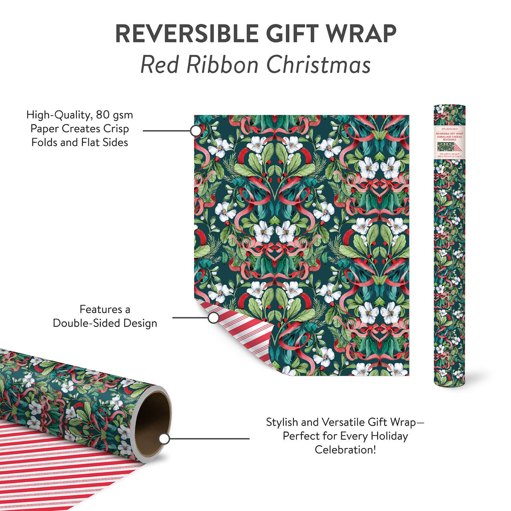 Red Ribbon Christmas | Reversible Gift Wrap