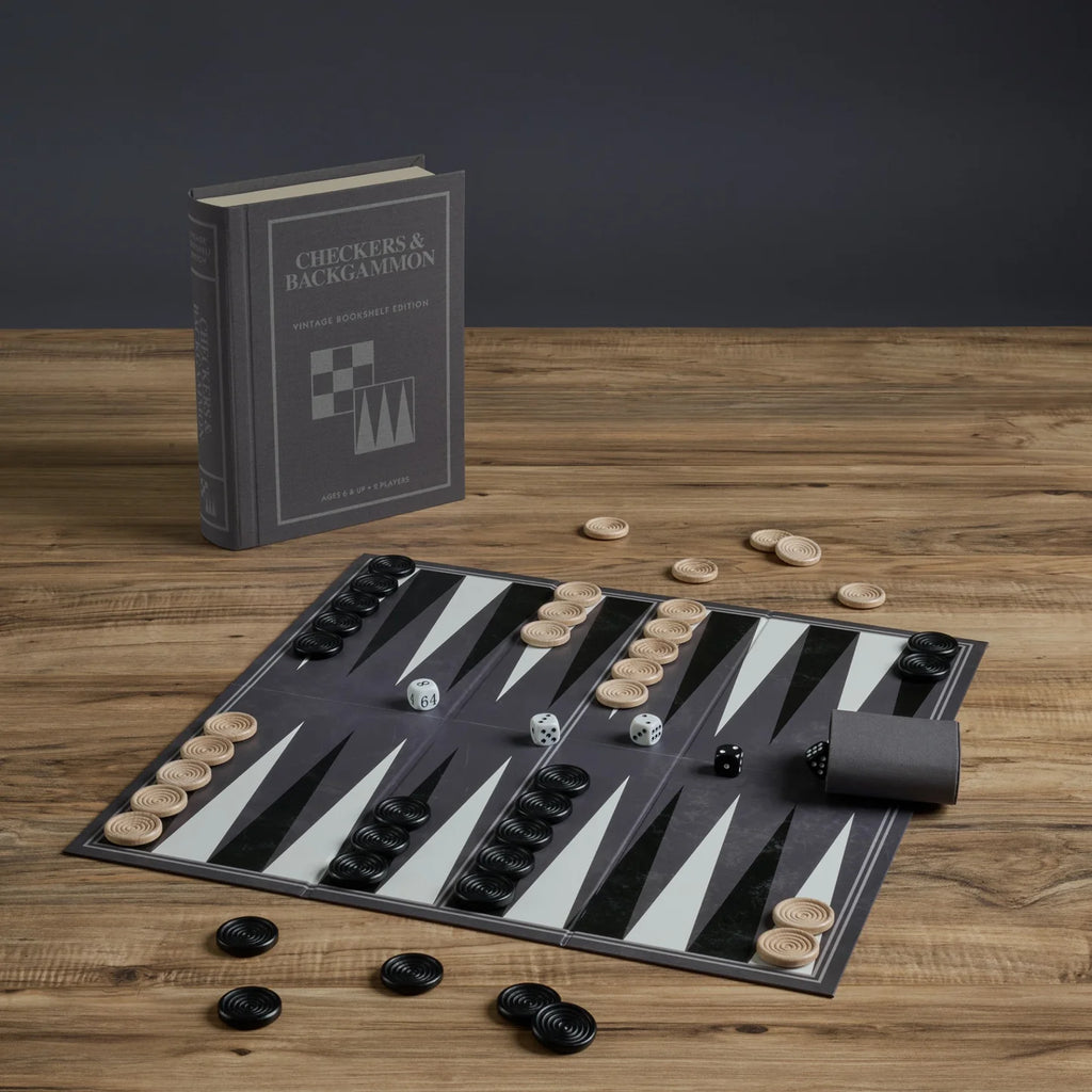 Checkers & Backgammon | Vintage Bookshelf Edition